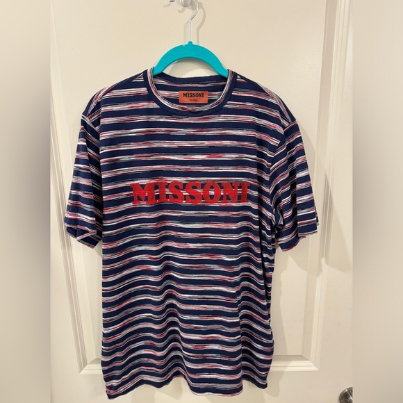 Missoni Men's Stripe Cotton Jersey Logo Tee - Picture 1 of 5